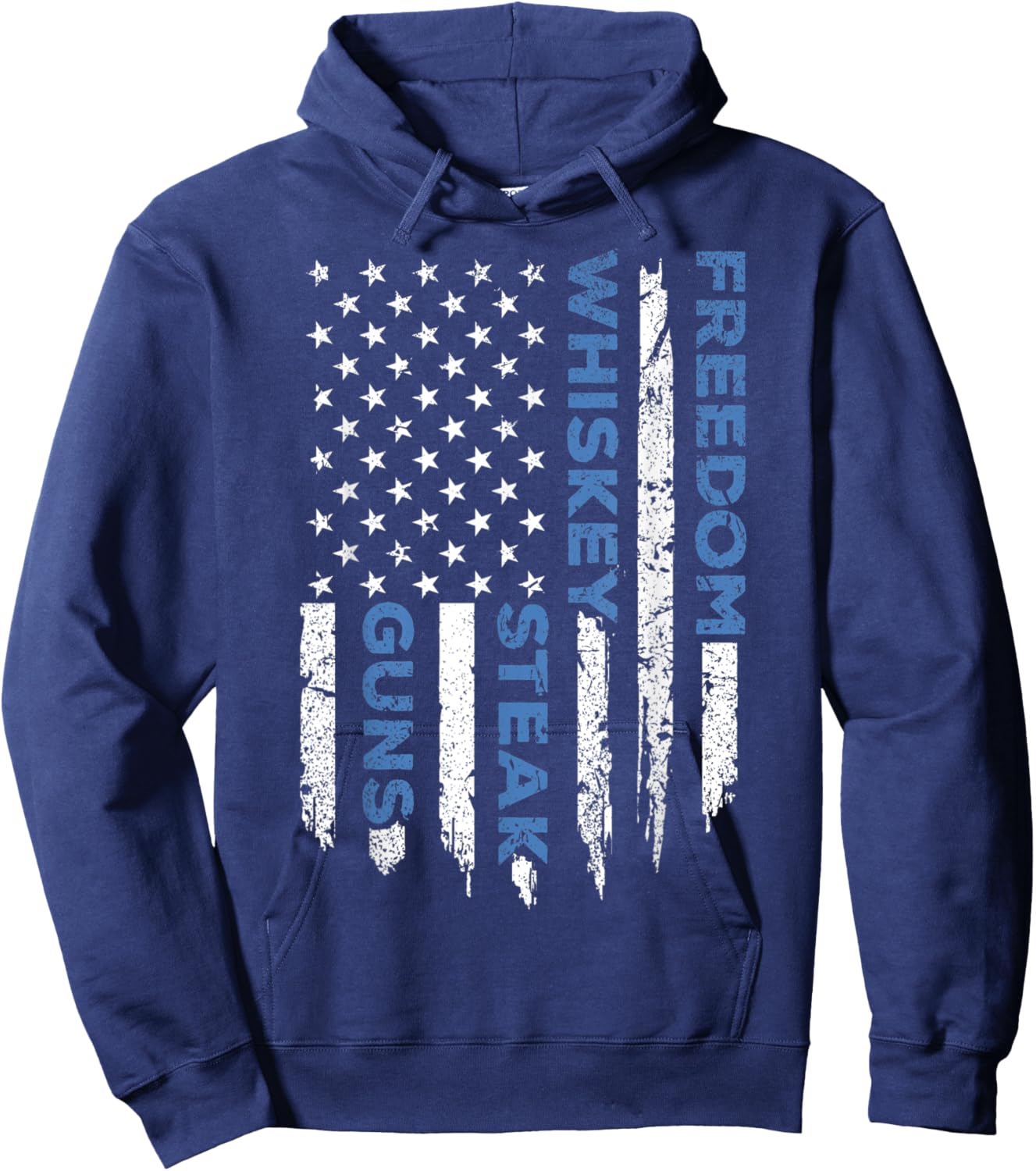Freedom Whiskey Steak & Guns American Flag Patriotic Liberty Men Hoodie - Hoodie | Navy