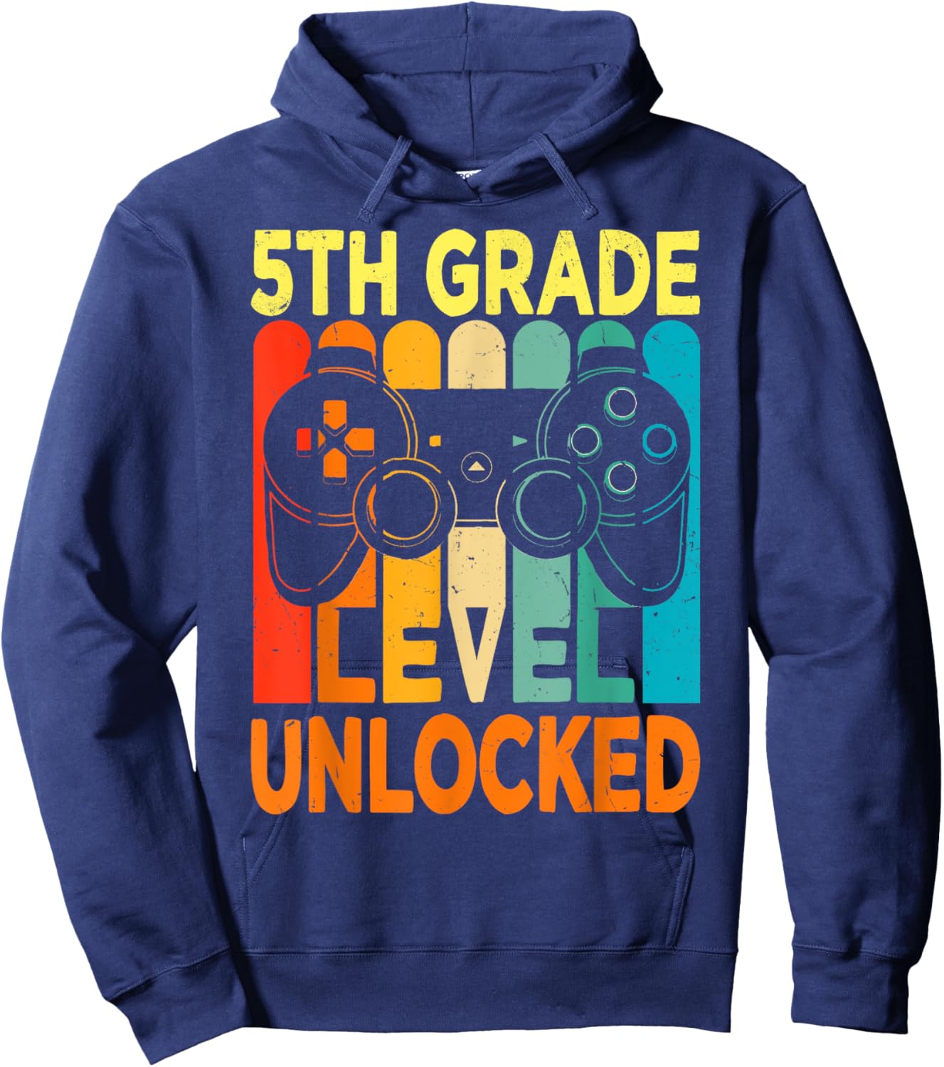 Hello 5th Grade Level Unlocked Video Game Back to School Boy Hoodie - Hoodie | Navy
