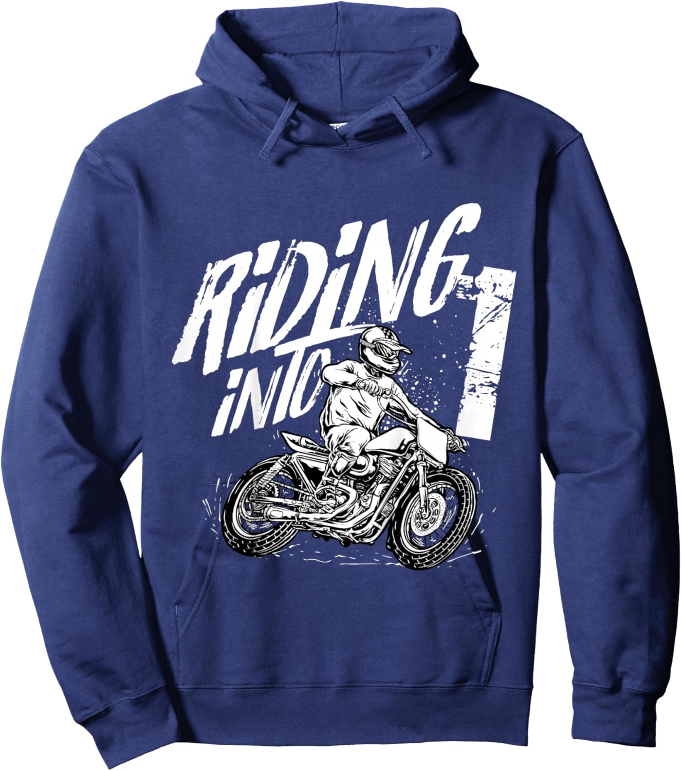 Riding Into 1 Year Old Dirt Bike - 1st Birthday Boy Hoodie - Hoodie | Navy