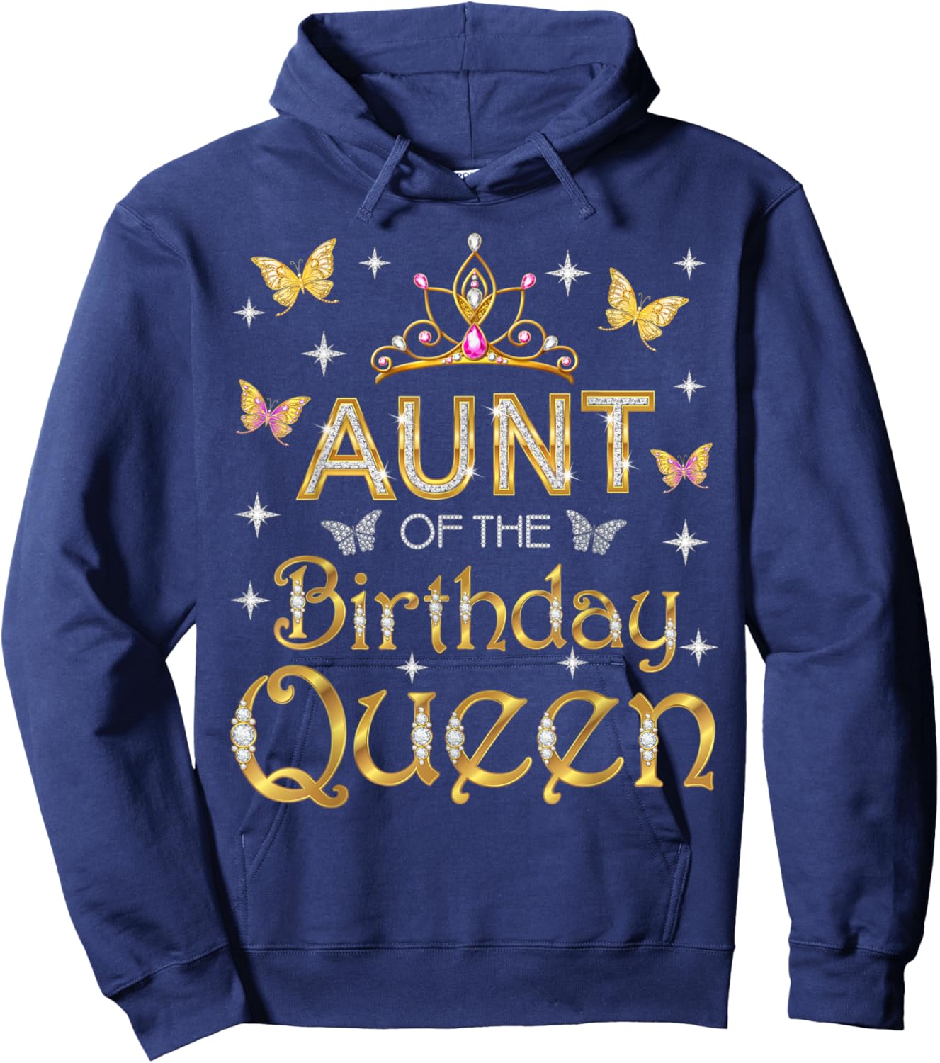 Aunt Of The Birthday Queen Birthday Party Family Matching Hoodie - Hoodie | Navy
