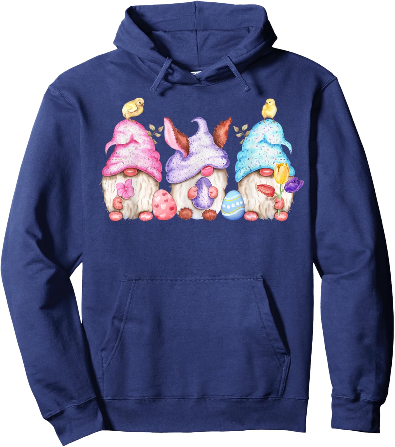 Cute Easter Gnomes Easter Eggs Baby Chicks Easter Hoodie - Hoodie | Navy