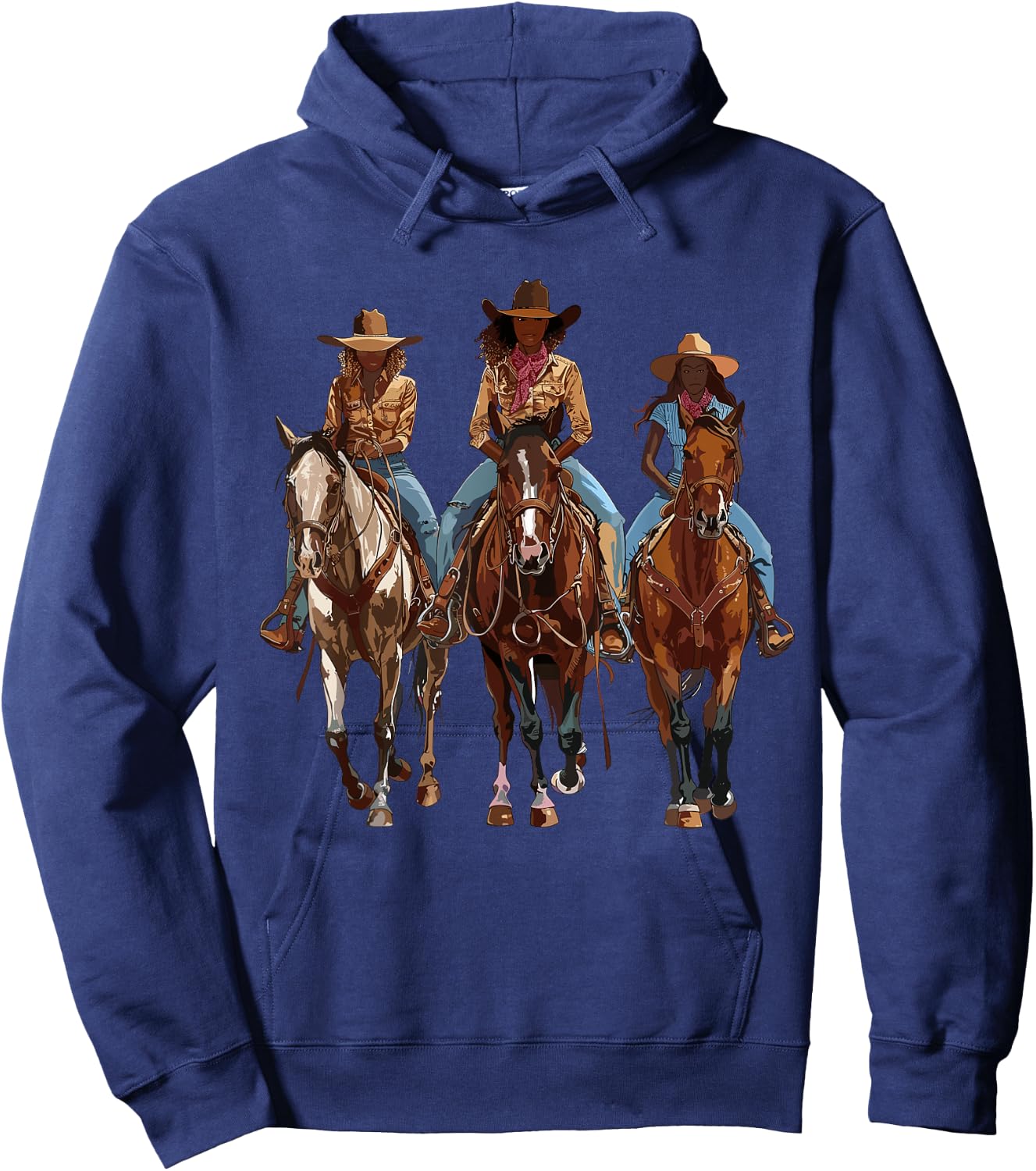 Black African American Cowgirl Western Country Texas Rodeo Hoodie - Hoodie | Navy