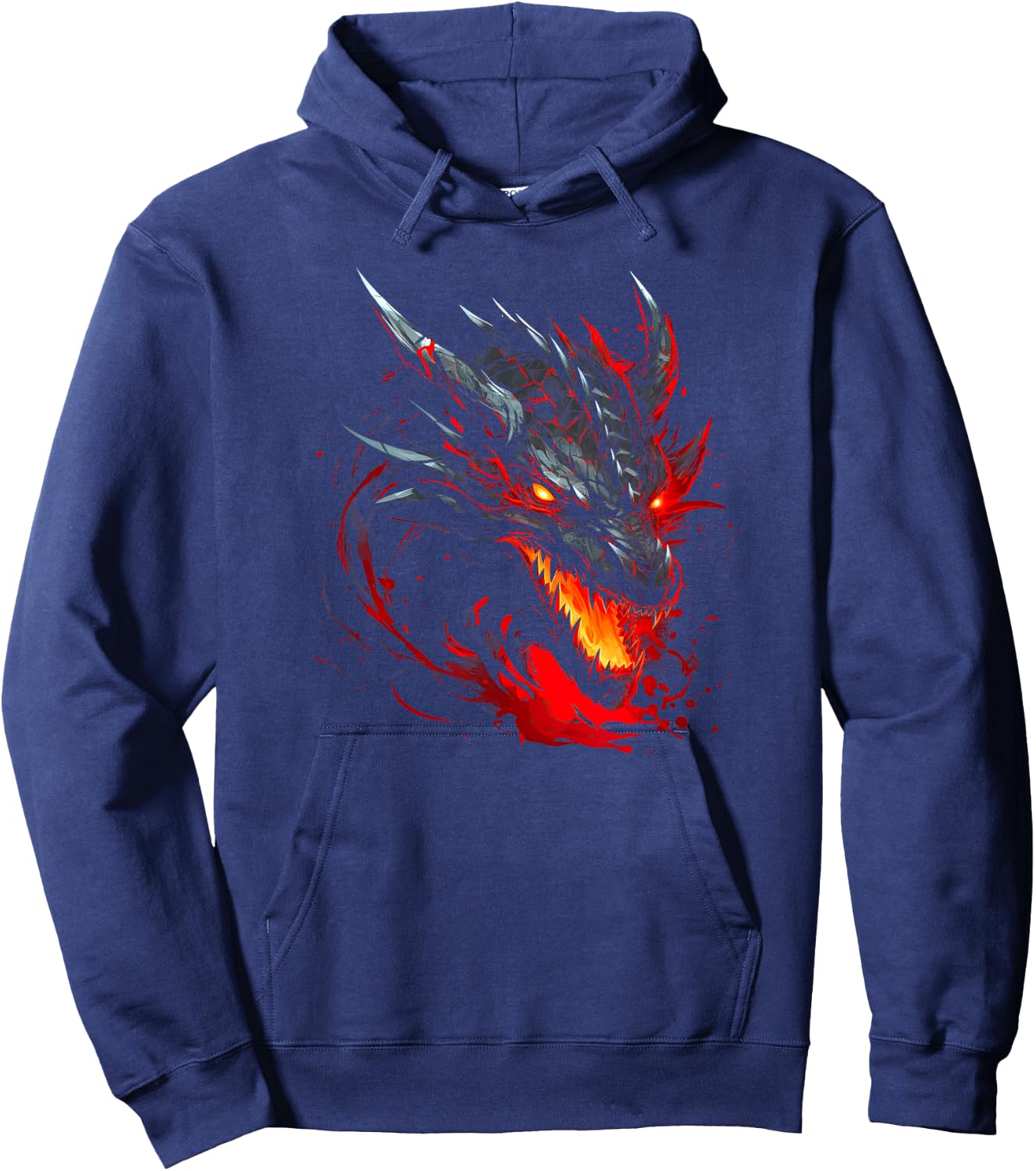 Red Chinese Firedrake Dragon - Dragon Print Art Hoodie - Hoodie | Navy