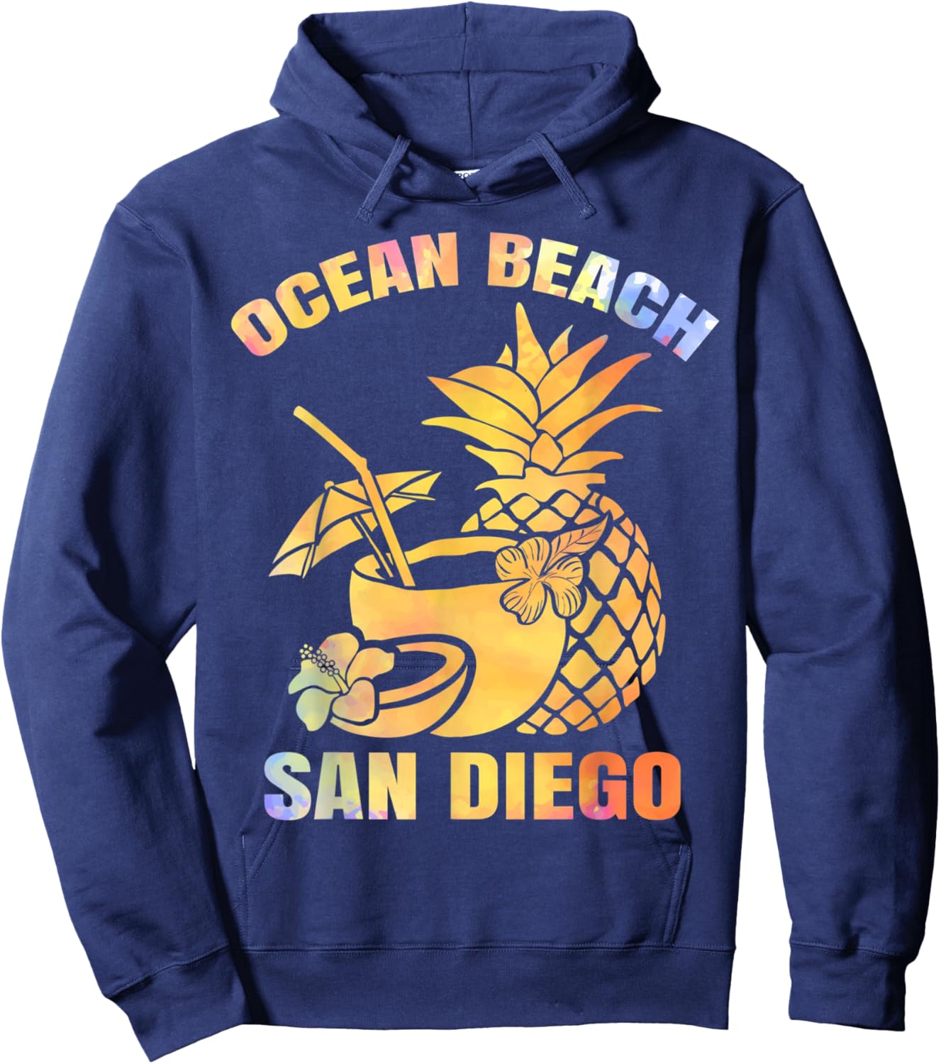 Summer Vacation Retro Sunset San Diego Ocean Beach Hoodie - Hoodie | Navy
