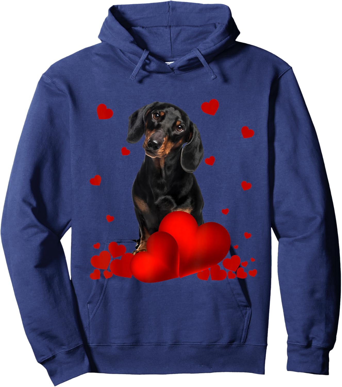 Valentines Day Love Hearts Dachshund Dog Puppy Lover Women Girls Kids Hoodie - Hoodie | Navy