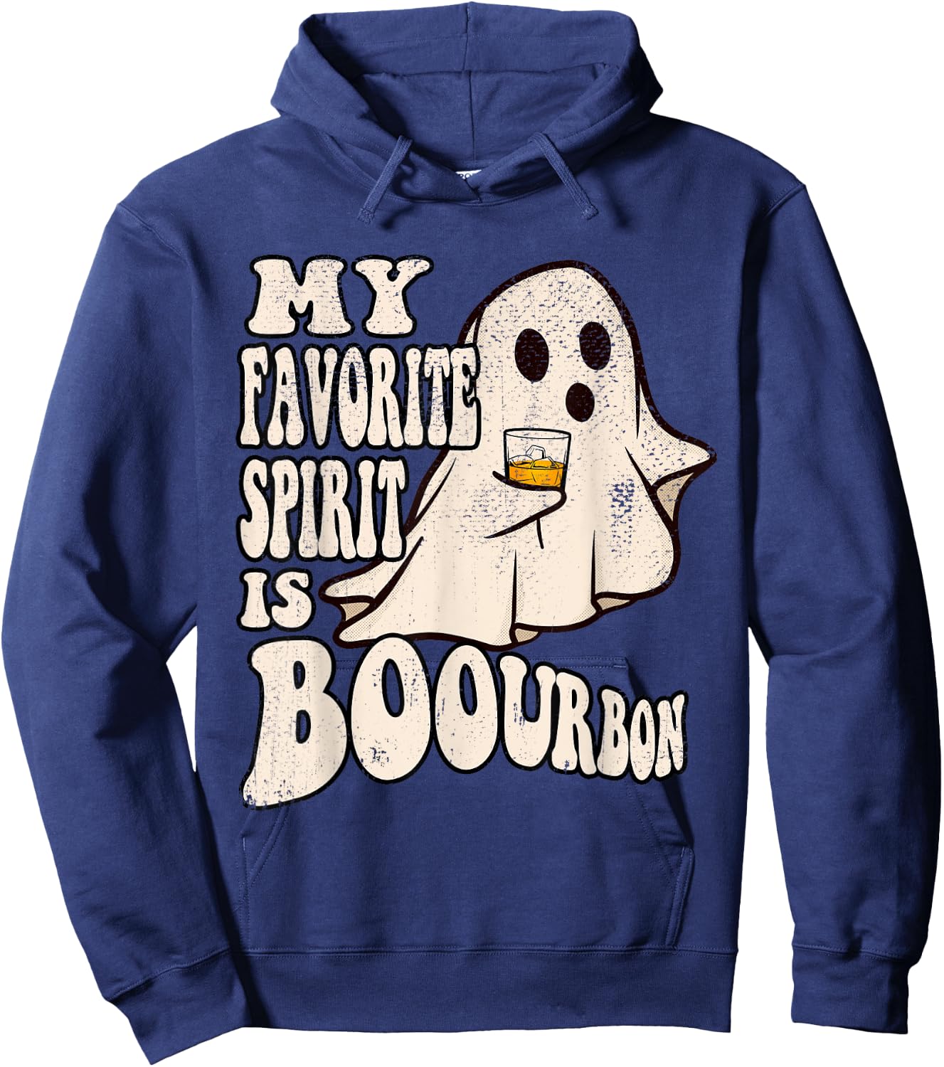 My Favorite Spirit is Boourbon Funny Ghost Halloween Costume Hoodie - Hoodie | Navy
