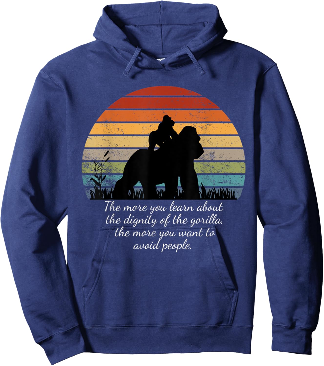 The More You Learn About the Dignity of the Gorilla retro Hoodie - Hoodie | Navy