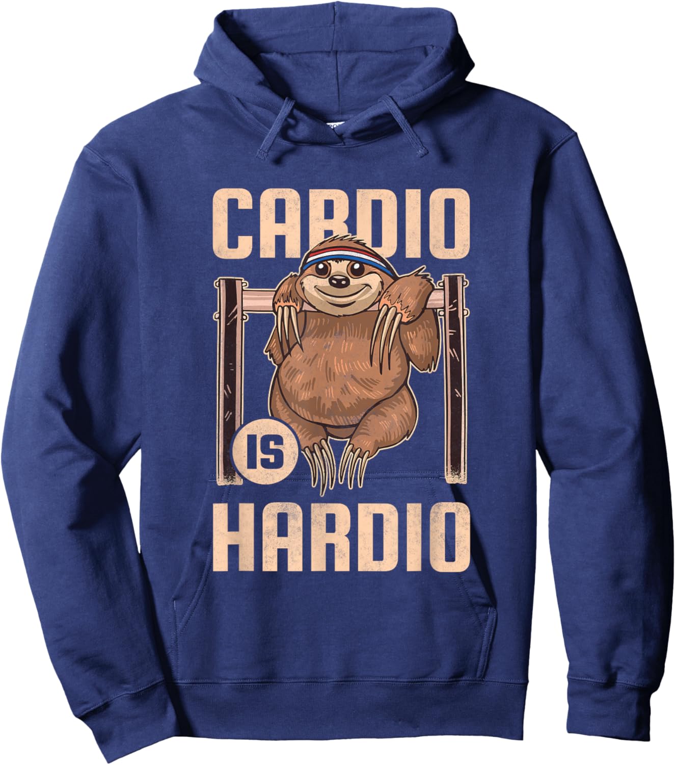 Cardio is Hardio, Sloth Fitness Hoodie - Hoodie | Navy