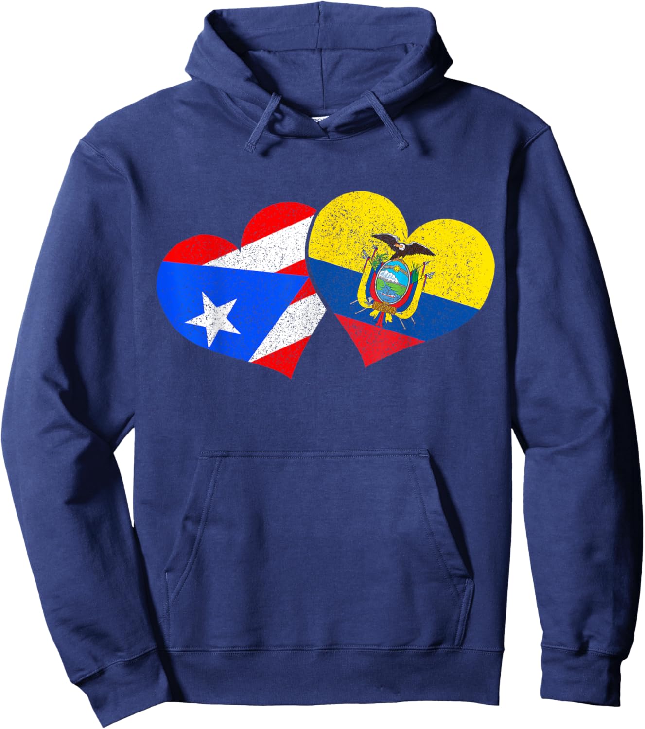 Puerto Rico & Ecuador Pride Heritage Puerto Rican Flag Hoodie - Hoodie | Navy