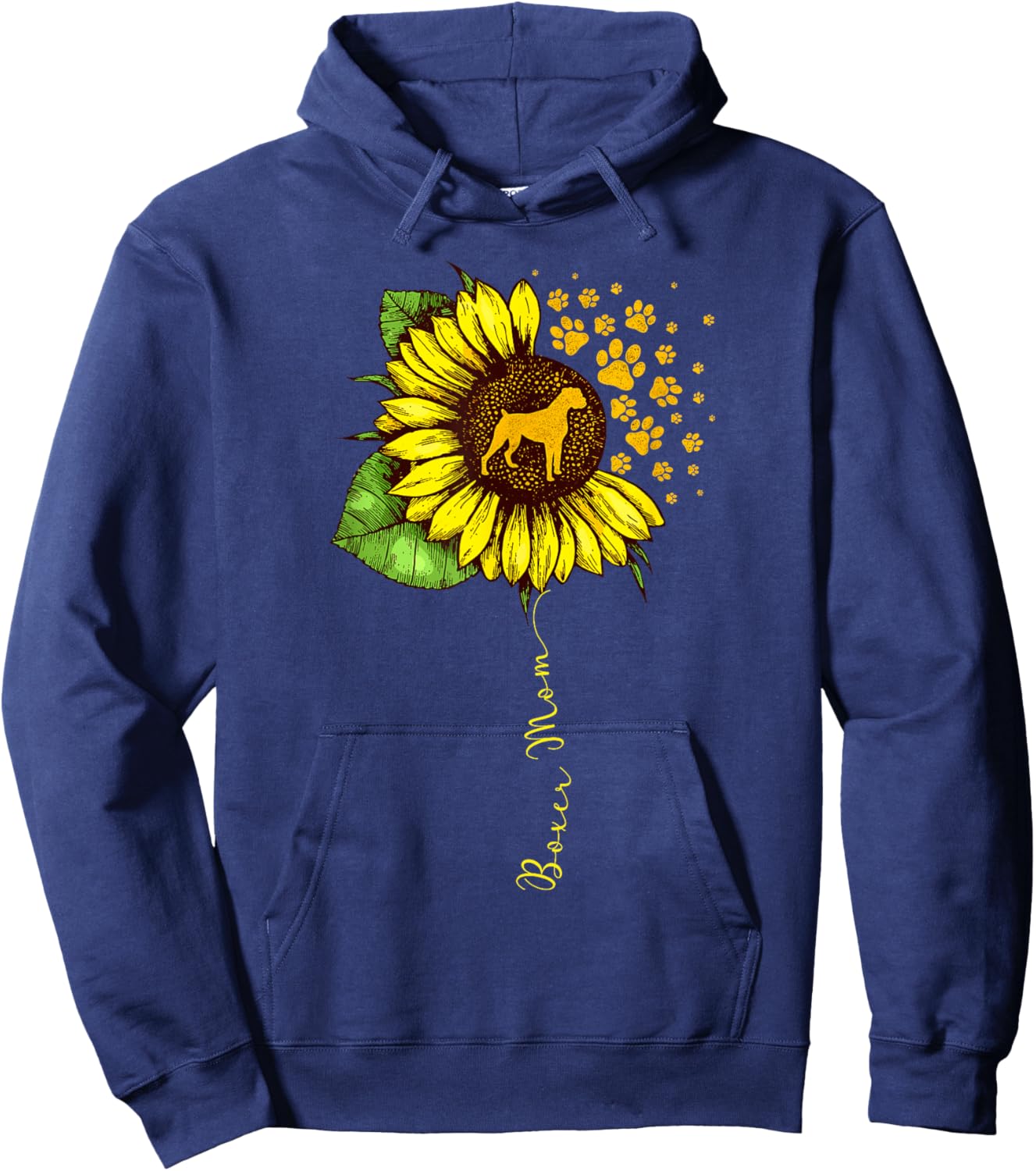 Funny Boxer Mom Sunflower Mother's Day Boxer Dog Lover Hoodie - Hoodie | Navy