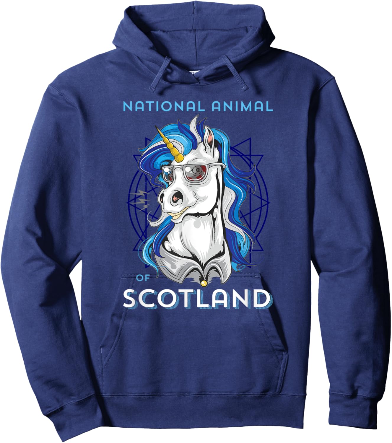 Scottish Unicorn Shirt Scotland Coat of Arms Rugby Hoodie - Hoodie | Navy