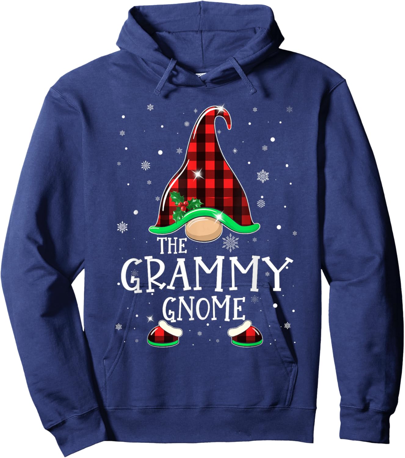 Funny GRAMMY Gnome Buffalo Plaid Matching Christmas Pajama Hoodie - Hoodie | Navy