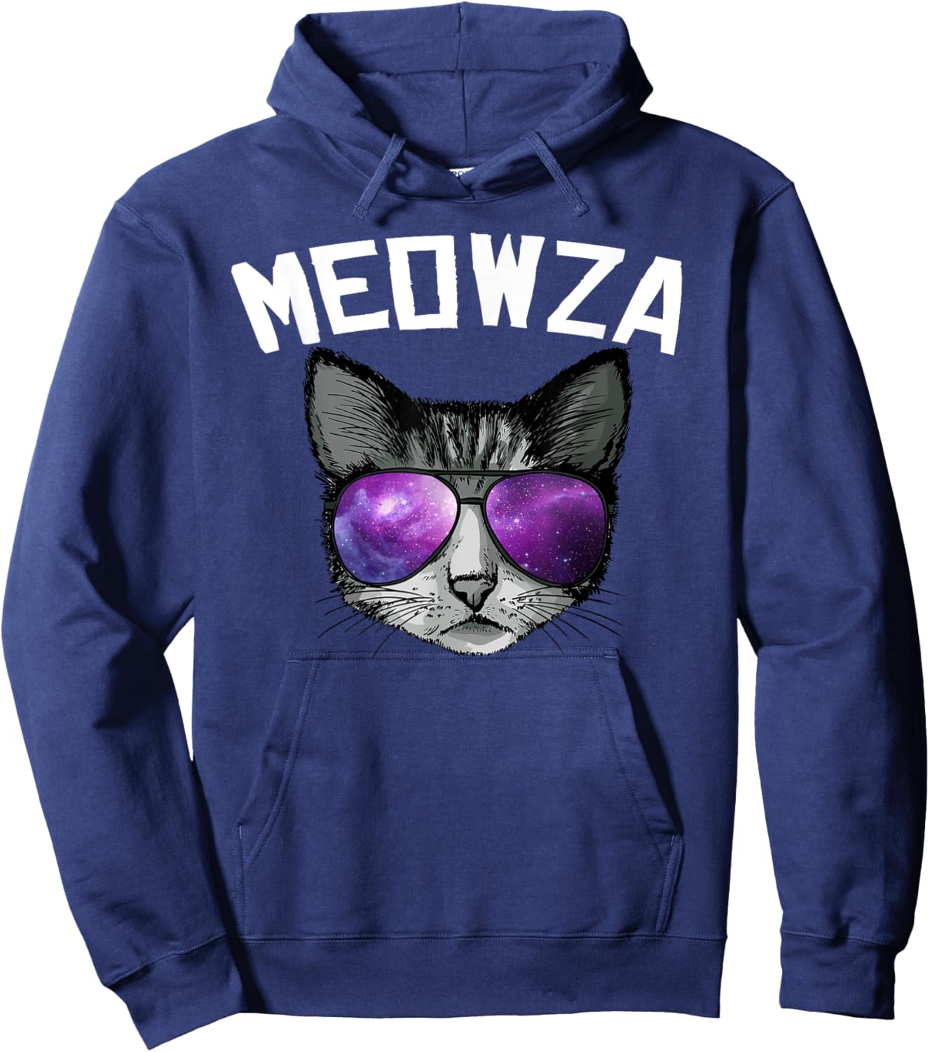 Meowza cool Space cat with sunglasses Men Women Kids Hoodie - Hoodie | Navy