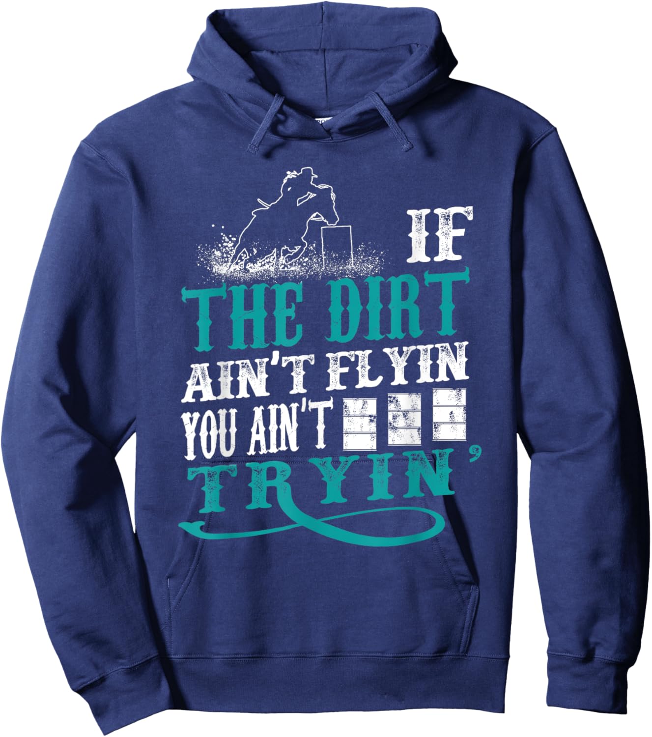 Funny Barrel Racer Outfit For Girls & Women Turquoise Equestrian Archery Small Classic Fit Lace Embellished Hoodie - Hoodie | Navy