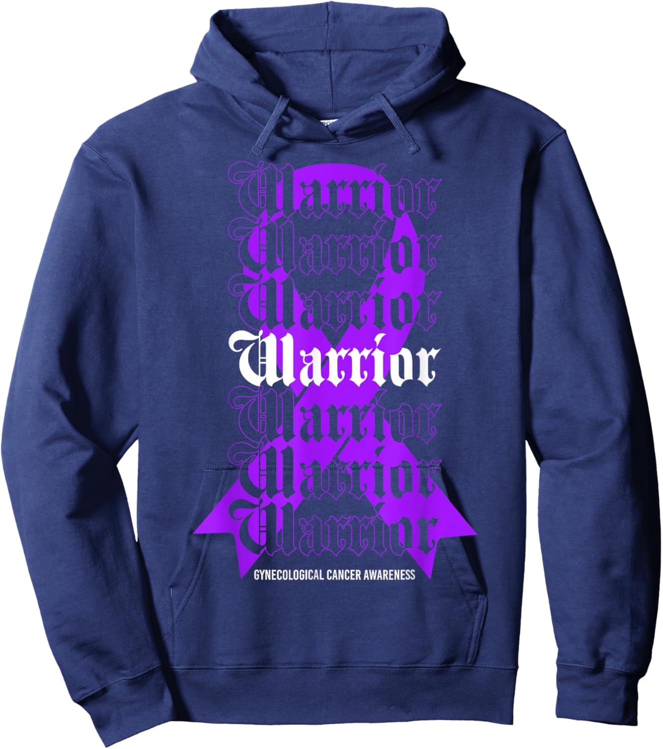 Gynecological Cancer Awareness Warrior Purple Ribbon Hoodie - Hoodie | Navy