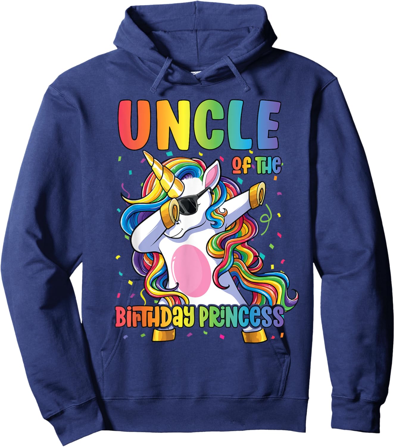 Uncle of the Birthday Princess Dabbing Unicorn Girl Hoodie - Hoodie | Navy