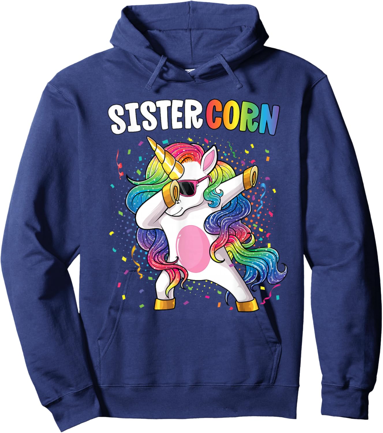 Sistercorn Girls' Shirt Unicorn Birthday Dabbing Sister Hoodie - Hoodie | Navy