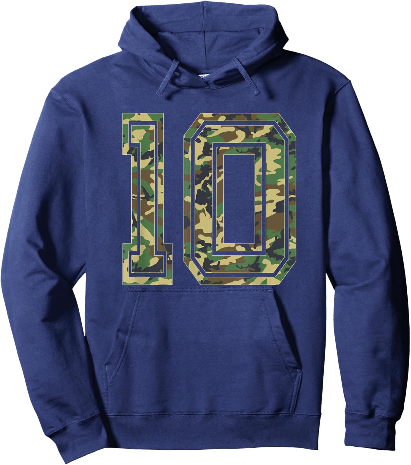 Team Jersey Number 10 Camo Camouflage Hoodie - Hoodie | Navy