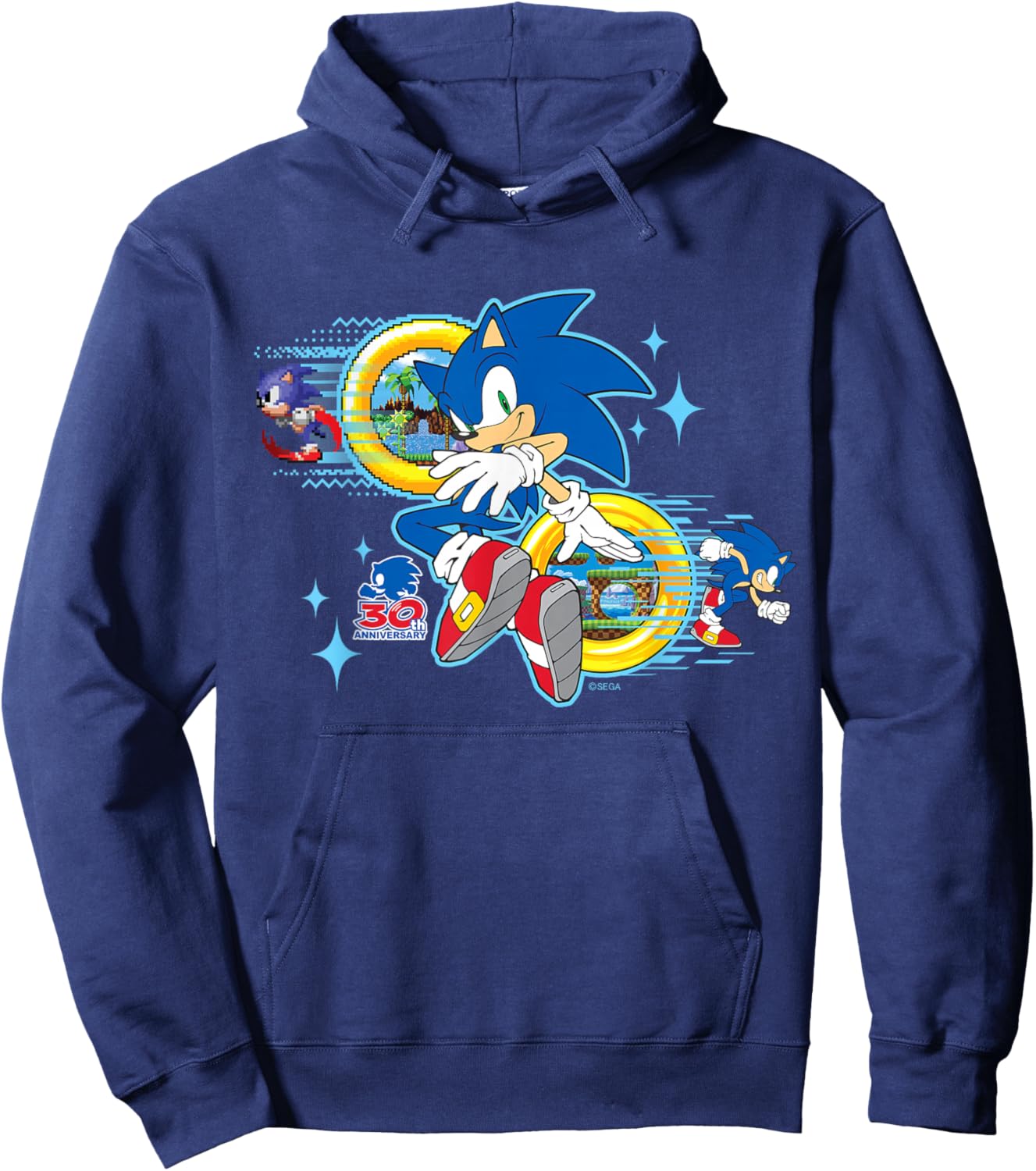 Sonic the Hedgehog's 30th Anniversary Short Sleeve Hoodie - Hoodie | Navy