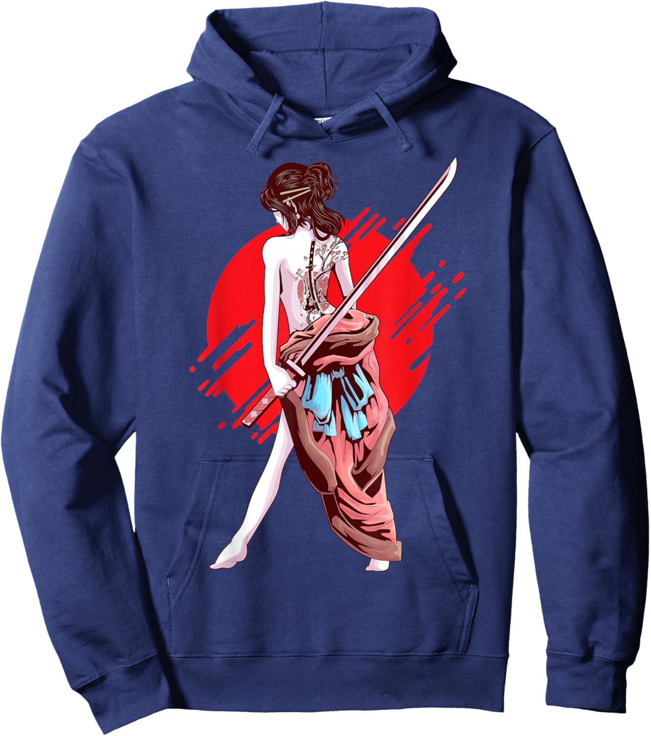 Samurai Girl Japanese Art Anime Hoodie - Hoodie | Navy