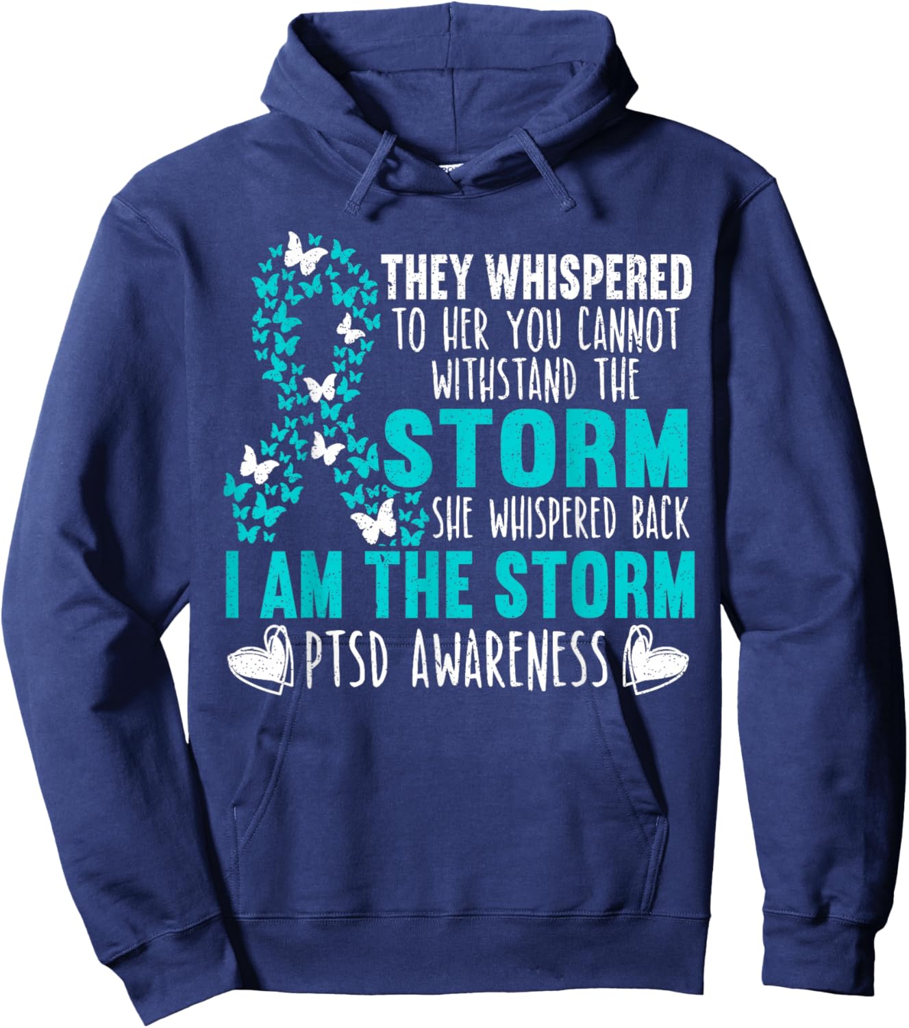 PTSD Awareness Butterfly Posttraumatic Stress Disorder Hoodie - Hoodie | Navy