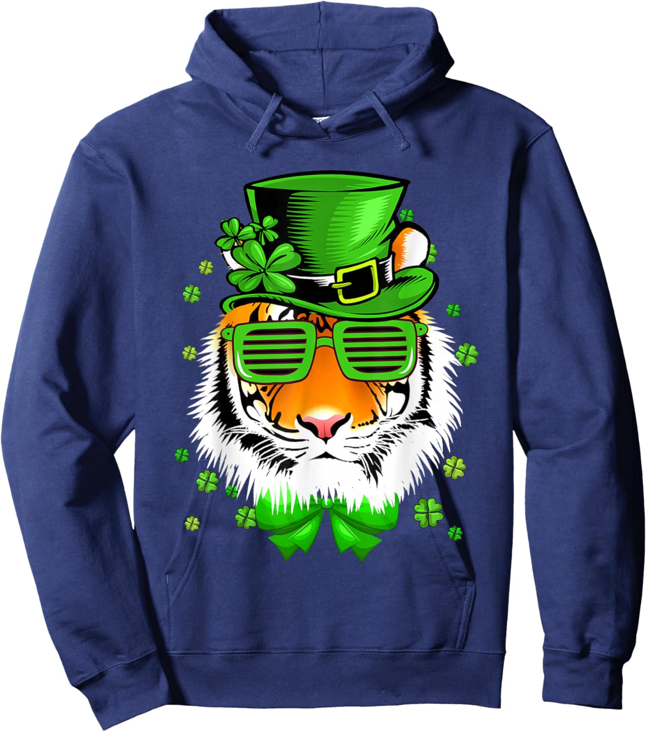Cool Tiger Leprechaun st patricks day Hoodie - Hoodie | Navy