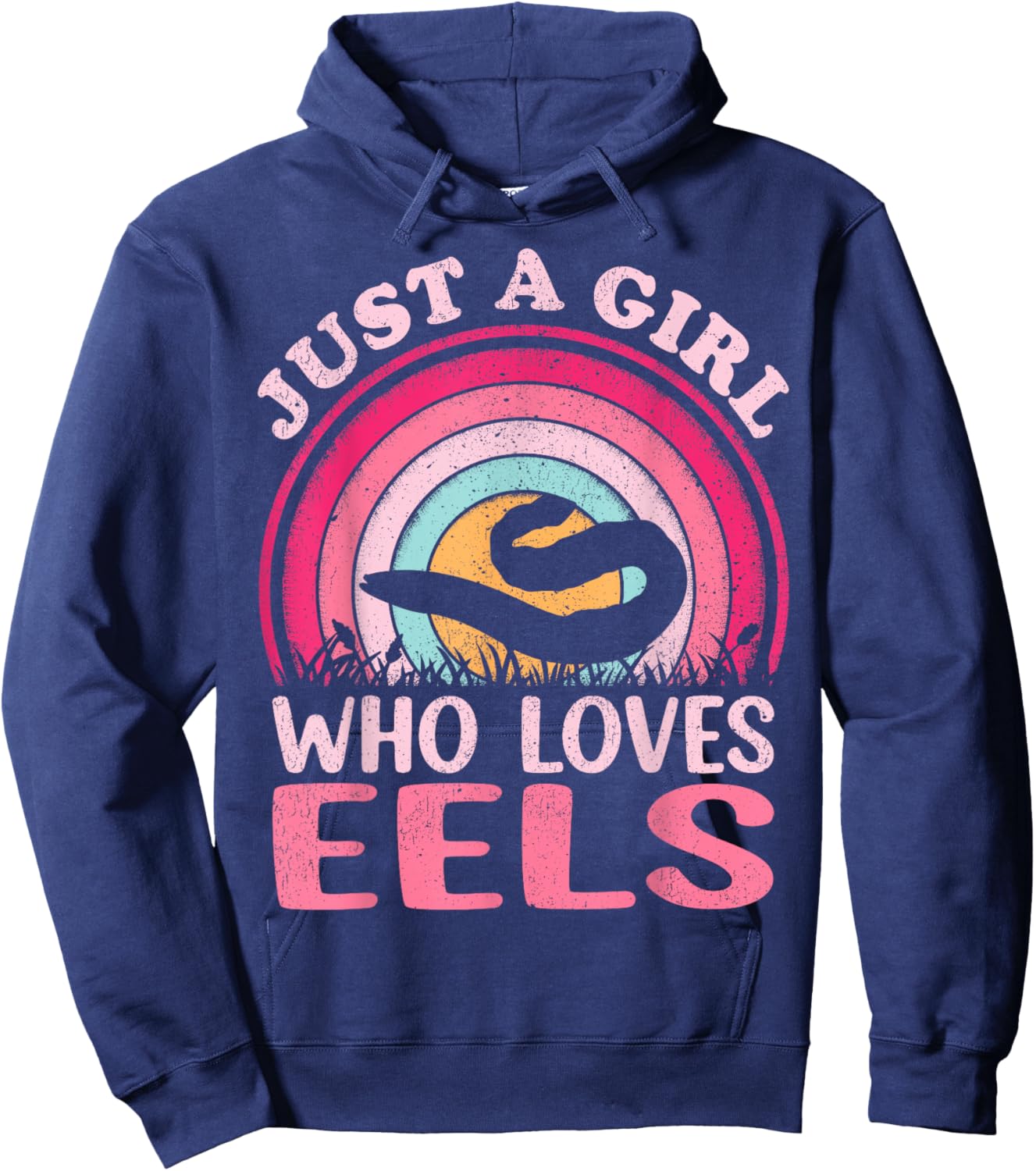 Eel Fish Vintage Retro Just A Girl Who Loves Eels Hoodie - Hoodie | Navy