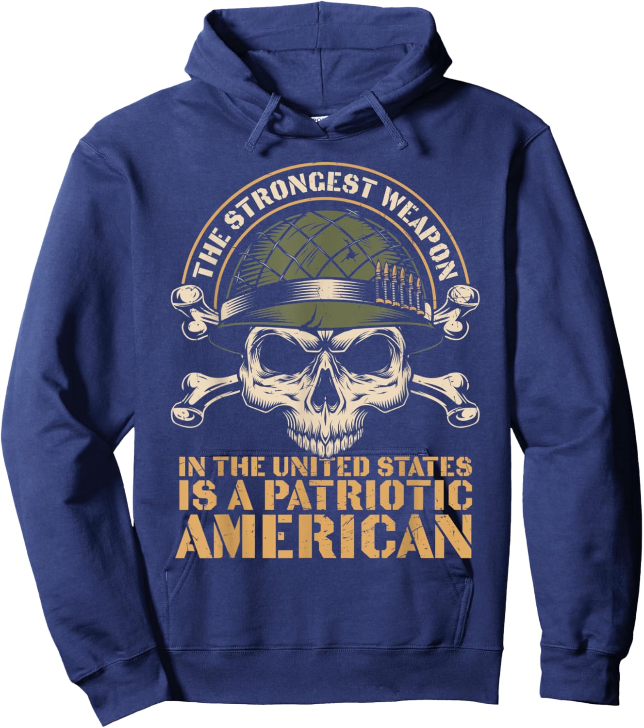 Patriotic American Skull Helmet Veteran Hoodie - Hoodie | Navy