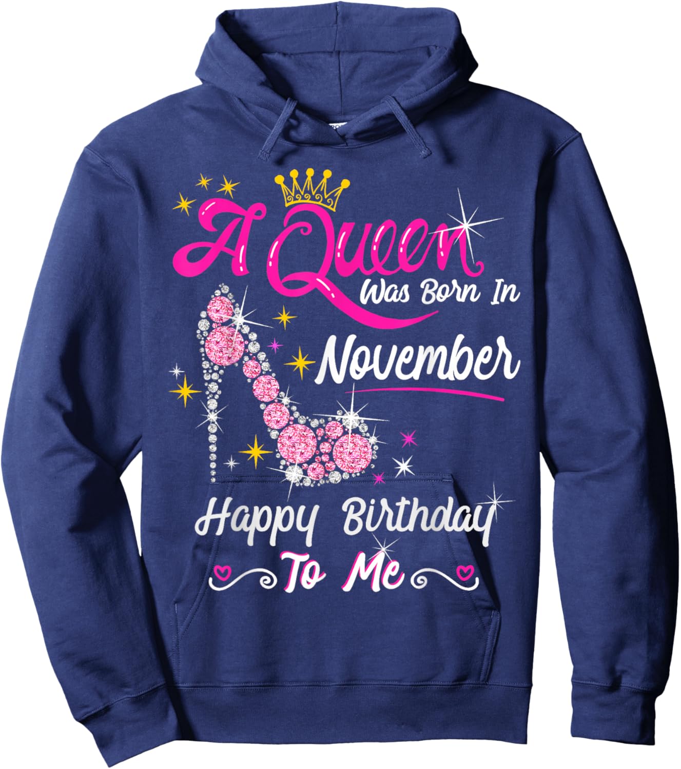 A Queen was Born in November Queen Birthday Shirt Hoodie - Hoodie | Navy