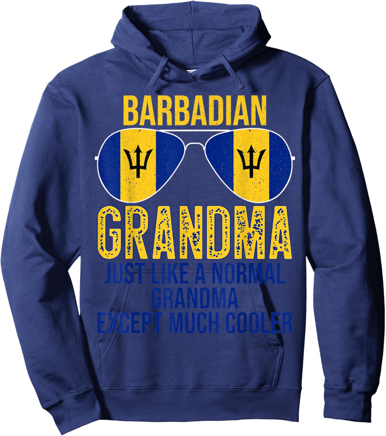 Barbadian Grandma Barbados Flag Sunglasses Mother's Day Hoodie - Hoodie | Navy