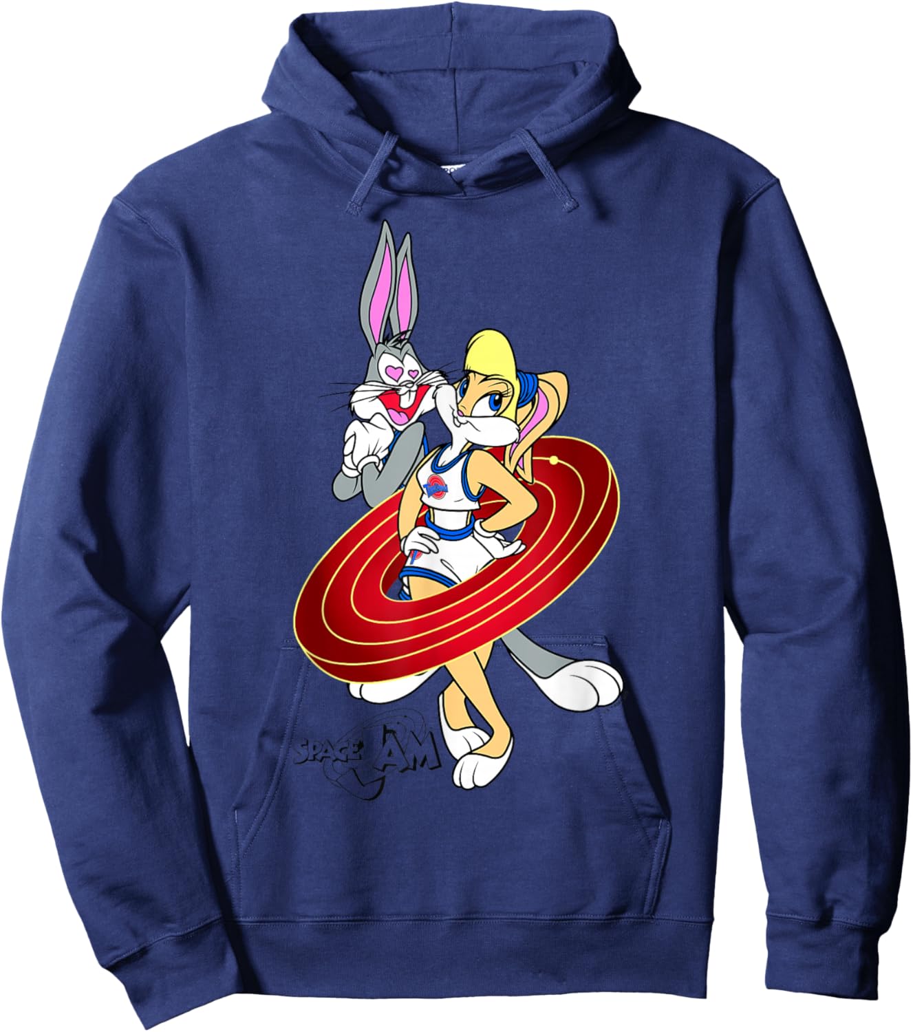 Space Jam Classic Bugs and Lola Bunny Heart Eyes Logo Hoodie - Hoodie | Navy