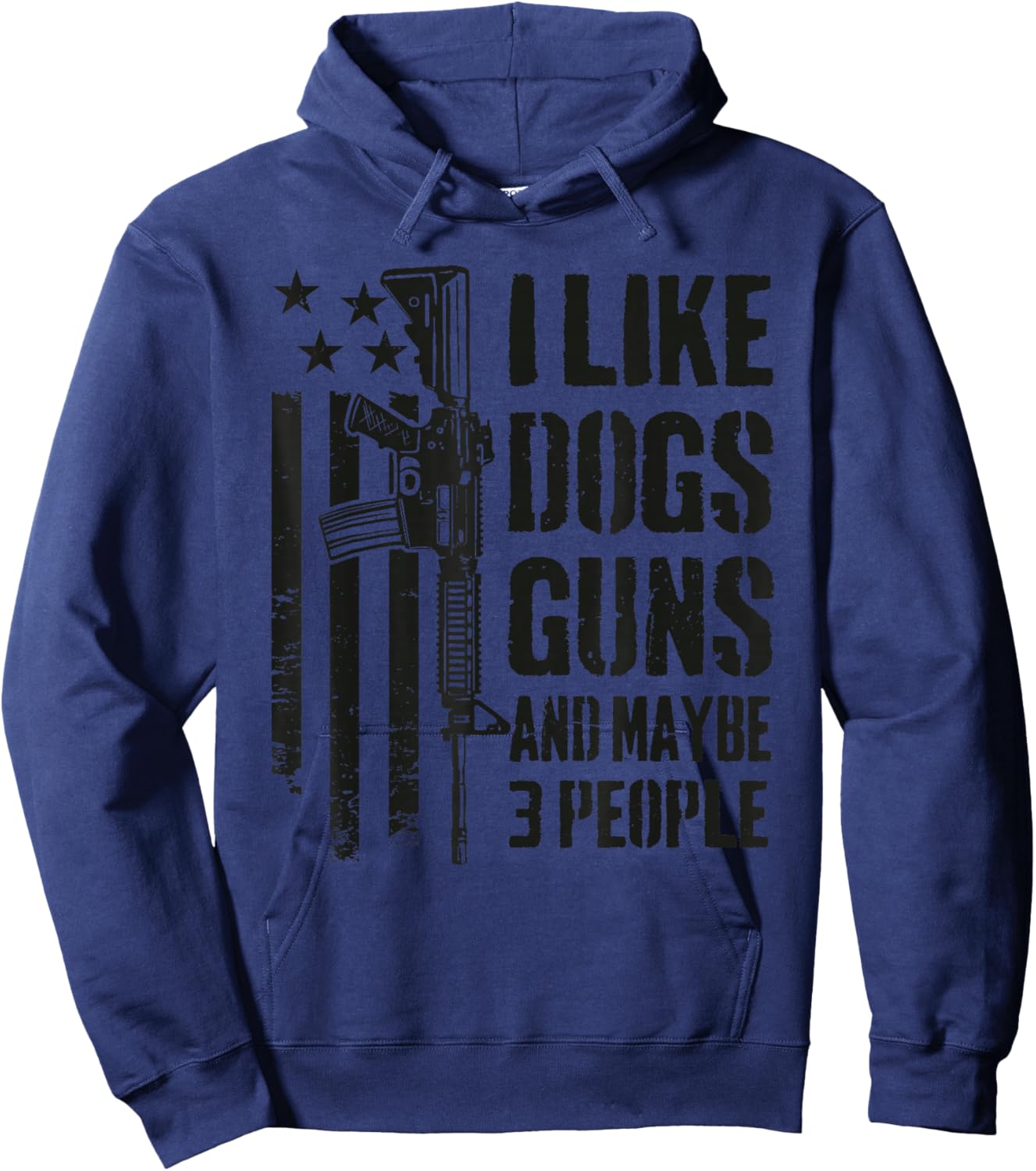 I Like Guns Dogs And Maybe 3 People - Funny Dog Gun Camo Hoodie - Hoodie | Navy