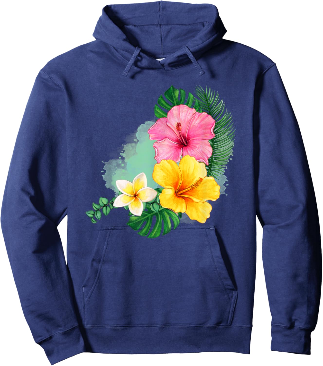 Tropical Flower Hibiscus Plumeria Design for Gardener Hoodie - Hoodie | Navy