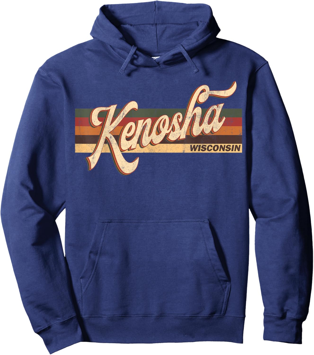 kenosha Wisconsin - Retro 1970's 80'S Style Hoodie - Hoodie | Navy