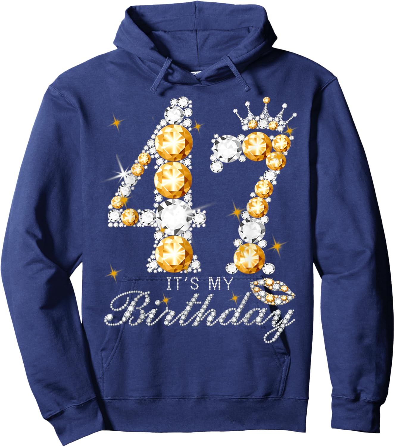 It's My 47th Birthday Queen 47 Years Old Shoes Crown Diamond Hoodie - Hoodie | Navy
