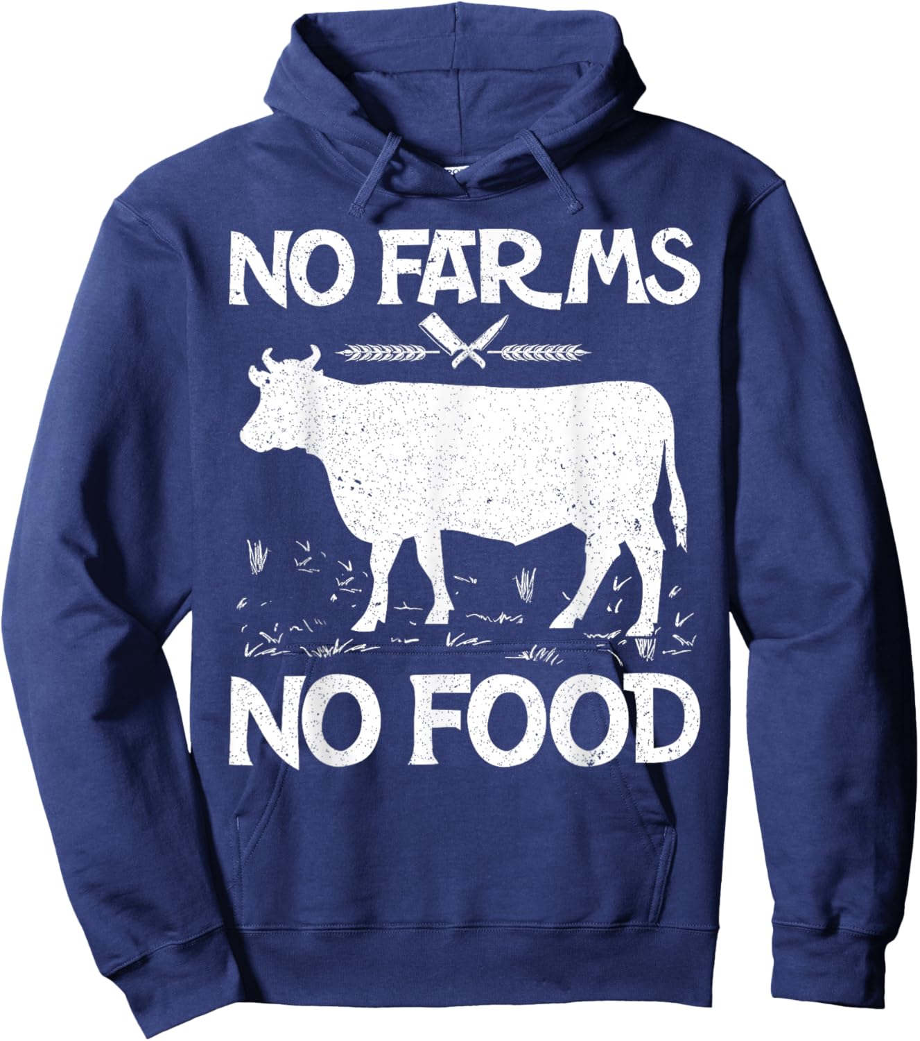 No Farms No Food Cow Farm Farmer Hoodie - Hoodie | Navy