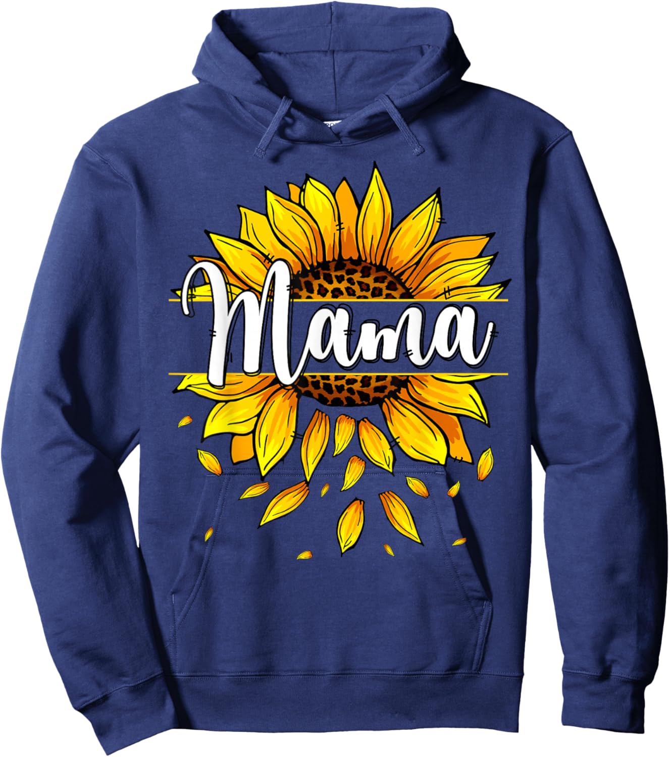 Mama With Yellow Sunflower Floral Graphic Mothers Day Hoodie - Hoodie | Navy