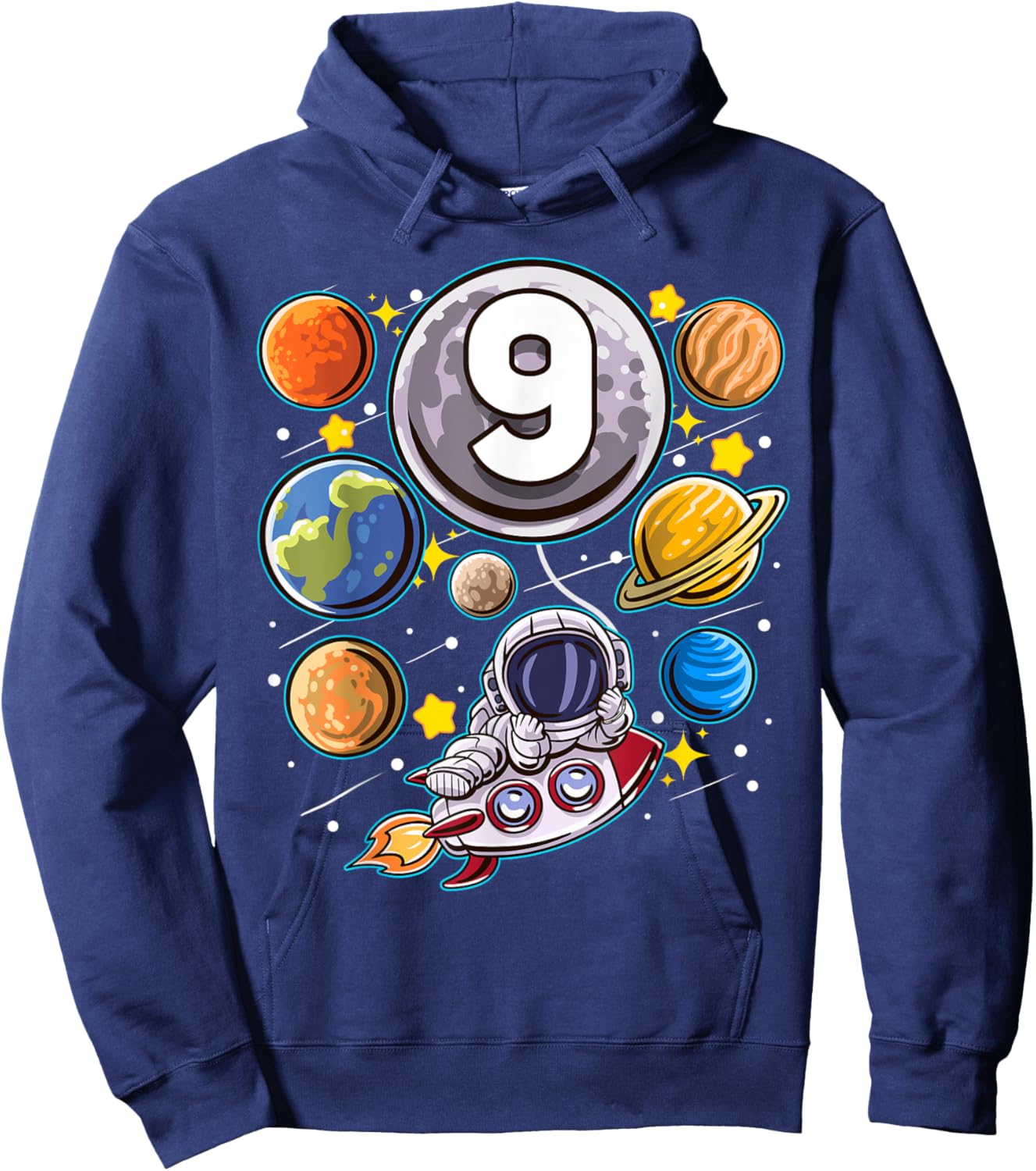 9 Year Old Birthday Astronaut 9th Space Boy Birthday Hoodie - Hoodie | Navy