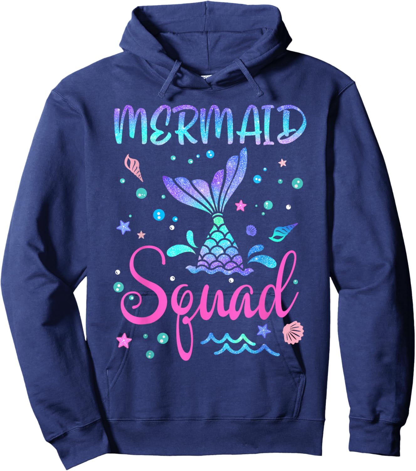 Mermaid Squad Of The Birthday Mermaid Tail Family Matching Hoodie - Hoodie | Navy
