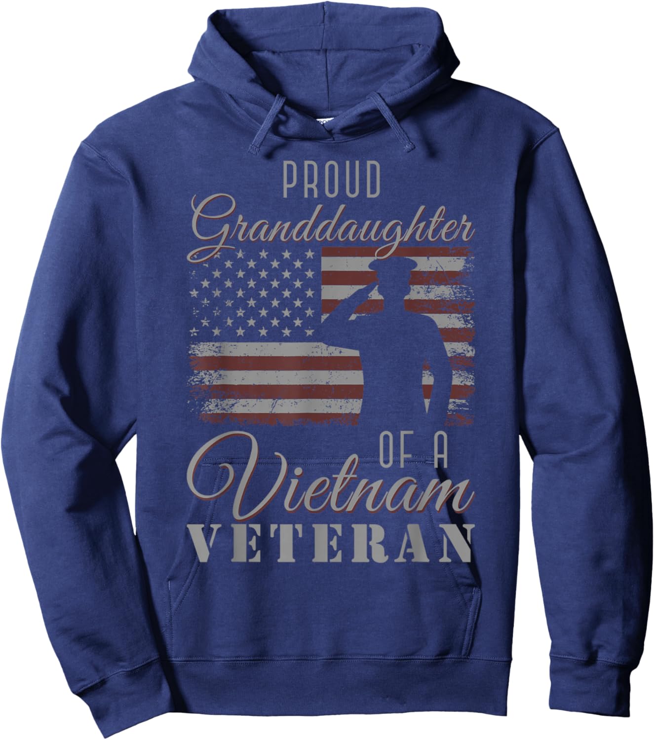 USA Flag Soldier Proud Granddaughter of A Vietnam Veteran Hoodie - Hoodie | Navy