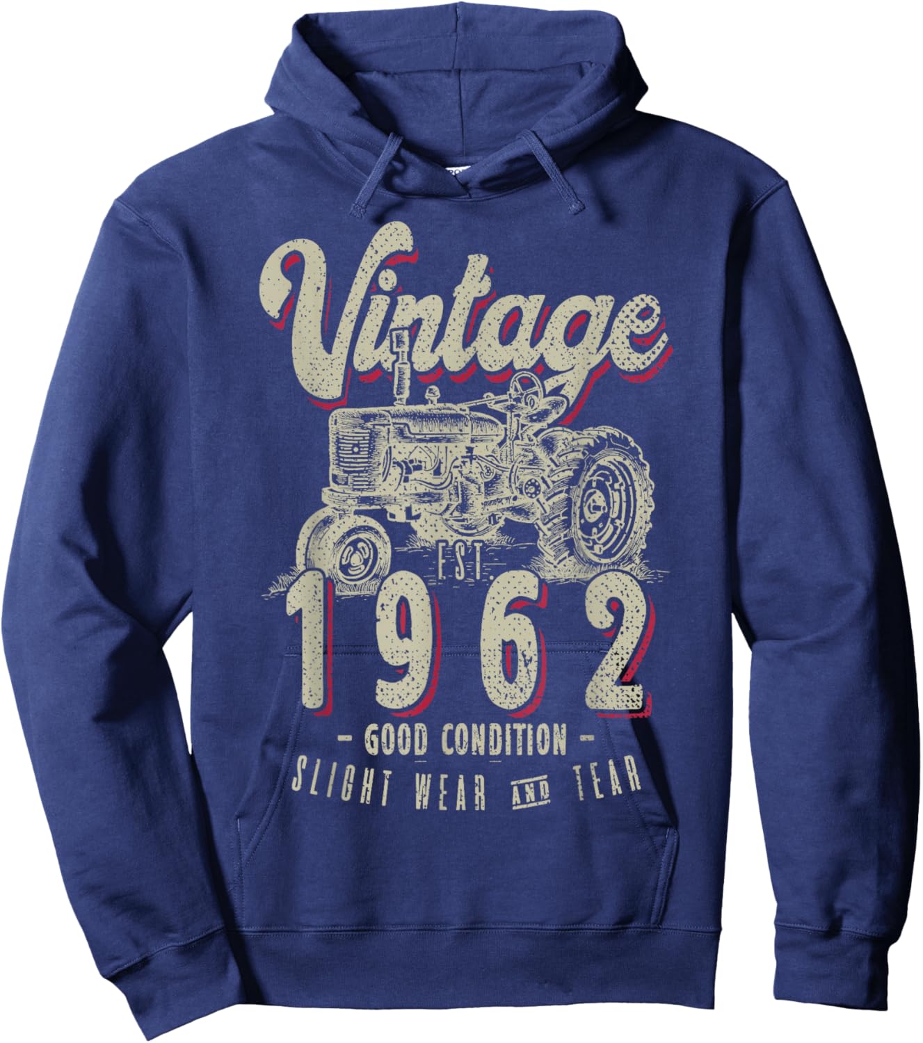 Vintage Tractor Farmer Birthday Born In 1962 & Established Hoodie - Hoodie | Navy