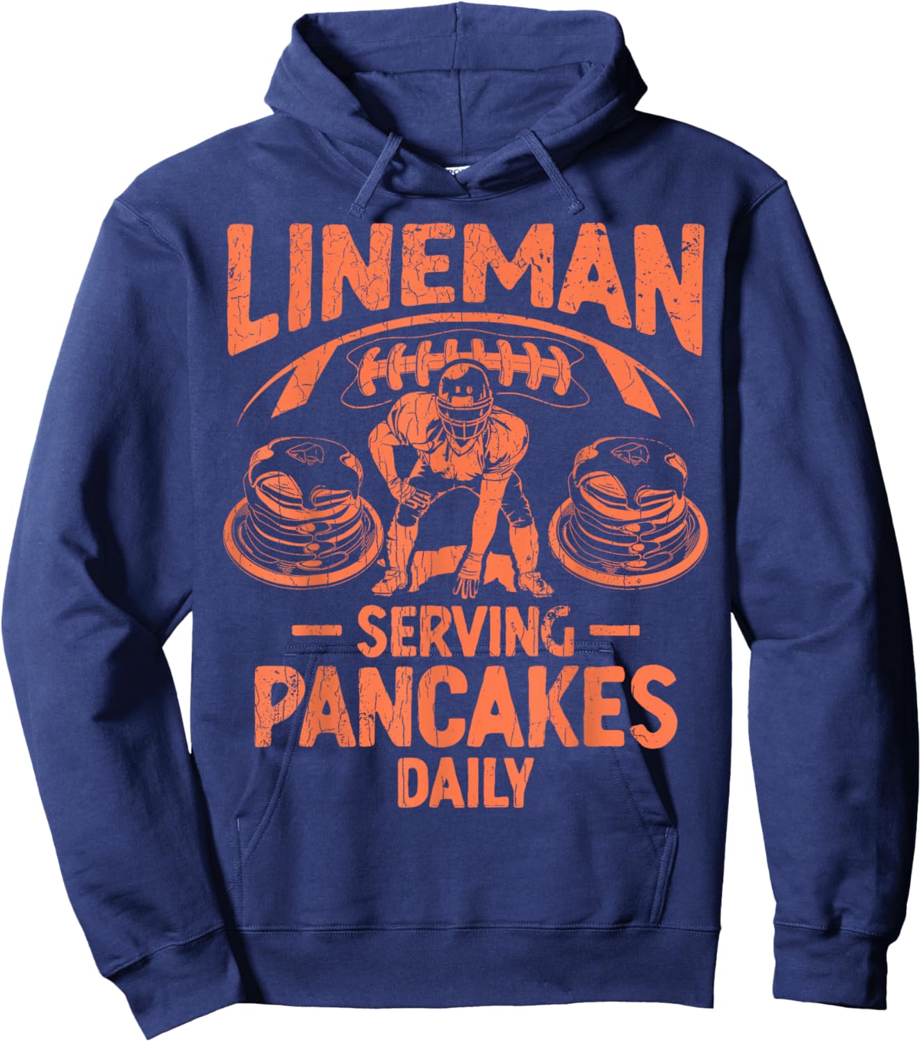 Football Lineman Serving Pancakes Daily Hoodie - Hoodie | Navy