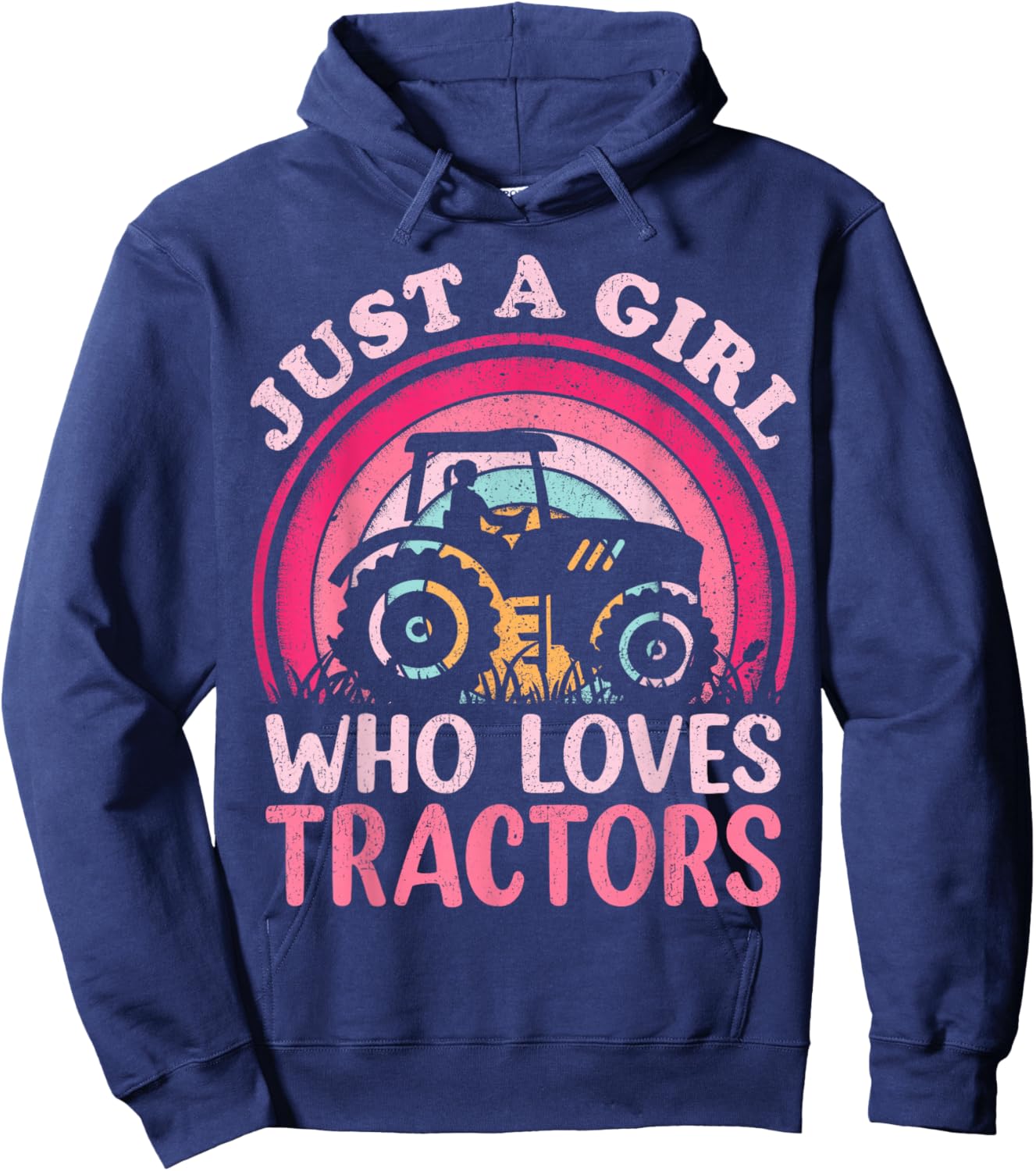 Tractor Lover Vintage Just A Girl Who Loves Tractors Hoodie - Hoodie | Navy