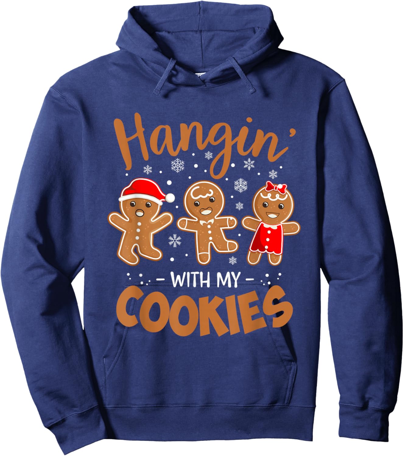 Hangin with My Cookies Gingerbread Women Christmas Teacher Hoodie - Hoodie | Navy