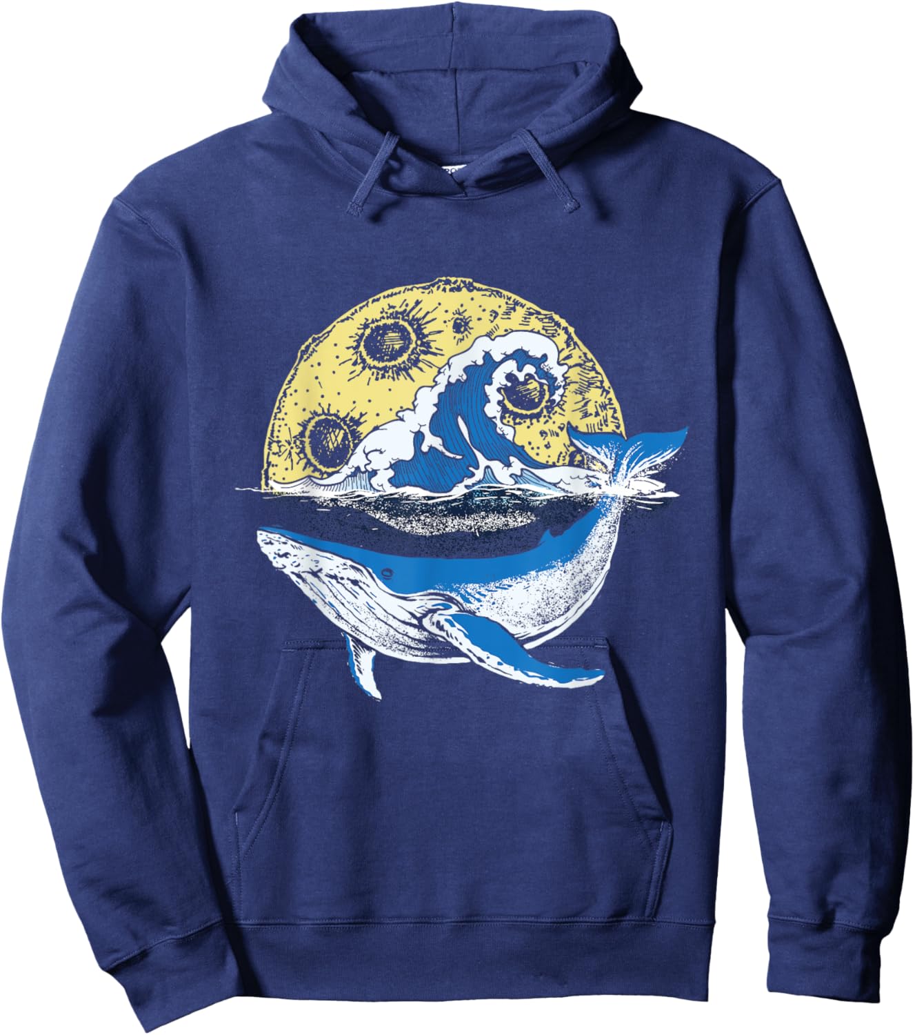Artistic Whale Scenery - Whale Lover Whales Marine Biologist Hoodie - Hoodie | Navy