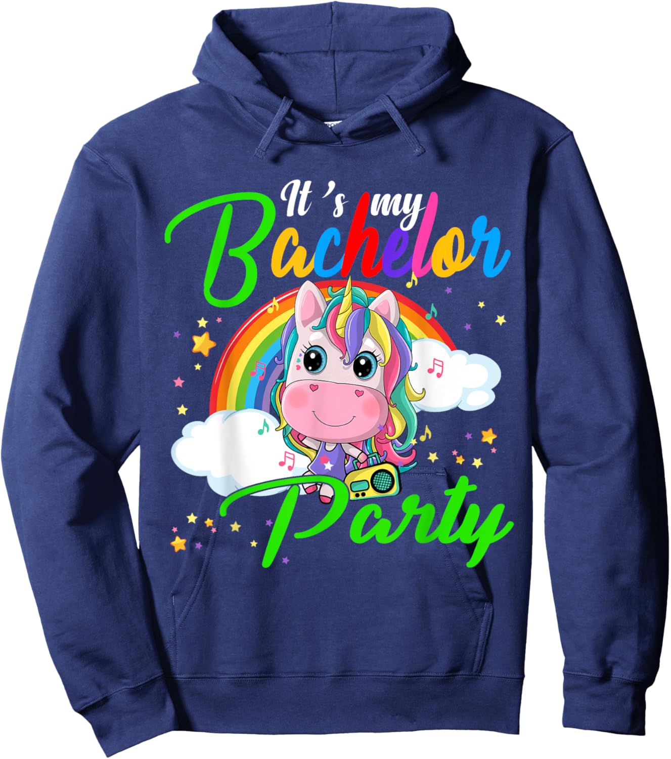 It's My Bachelor Party Funny Bachelor Party Unicorn Rainbow Hoodie - Hoodie | Navy