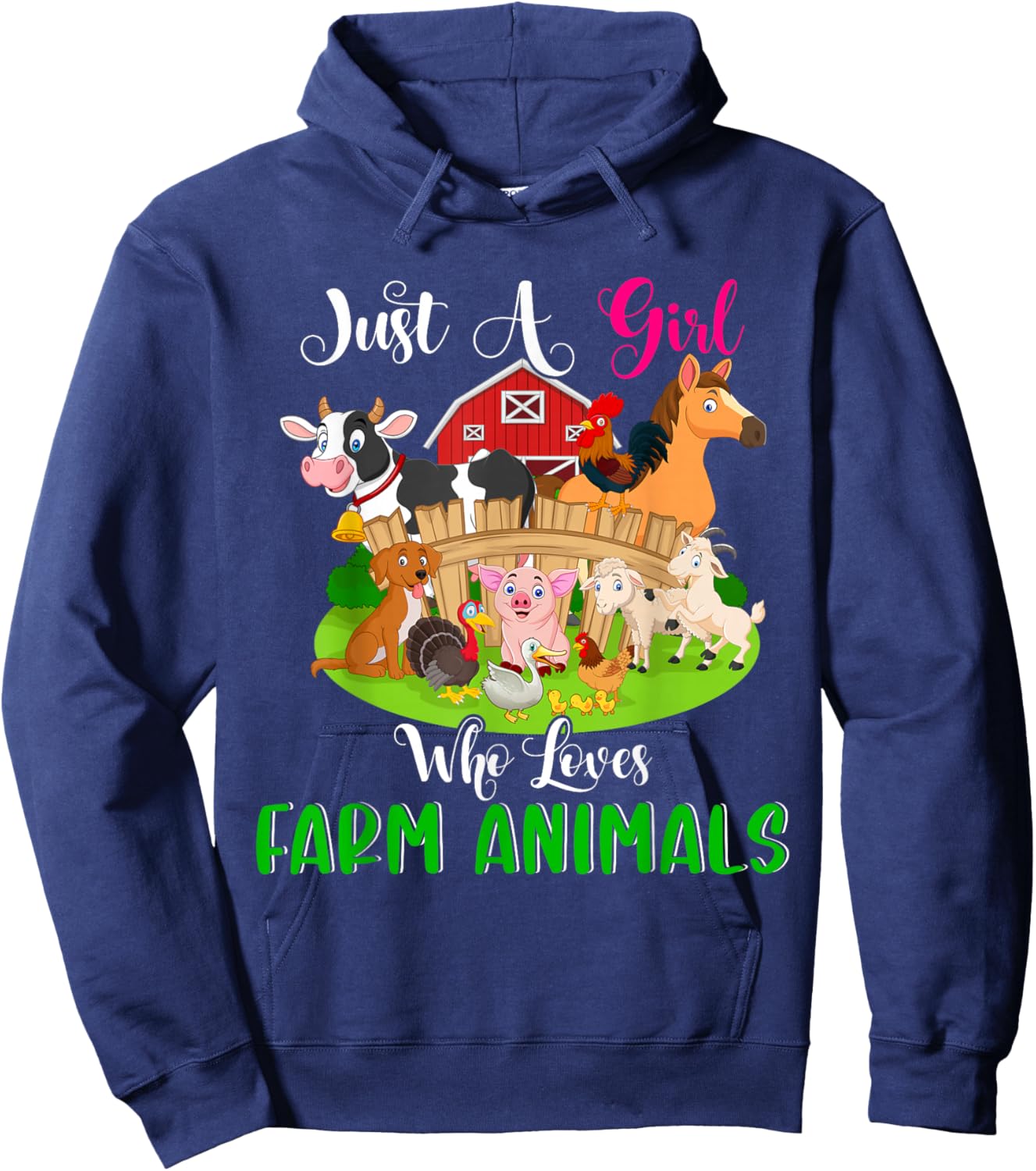 Just A Girl Who Loves Farm Animals Cute Girl Farm Animals Hoodie - Hoodie | Navy