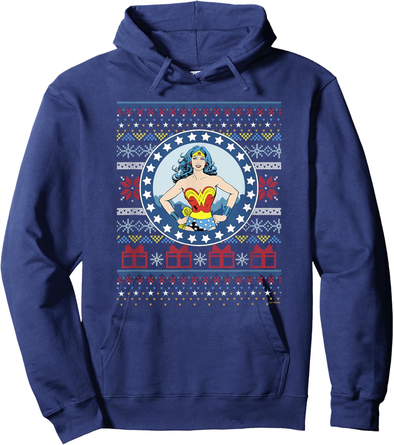 DC Comics Wonder Woman Ugly Christmas Pattern Hoodie - Hoodie | Navy