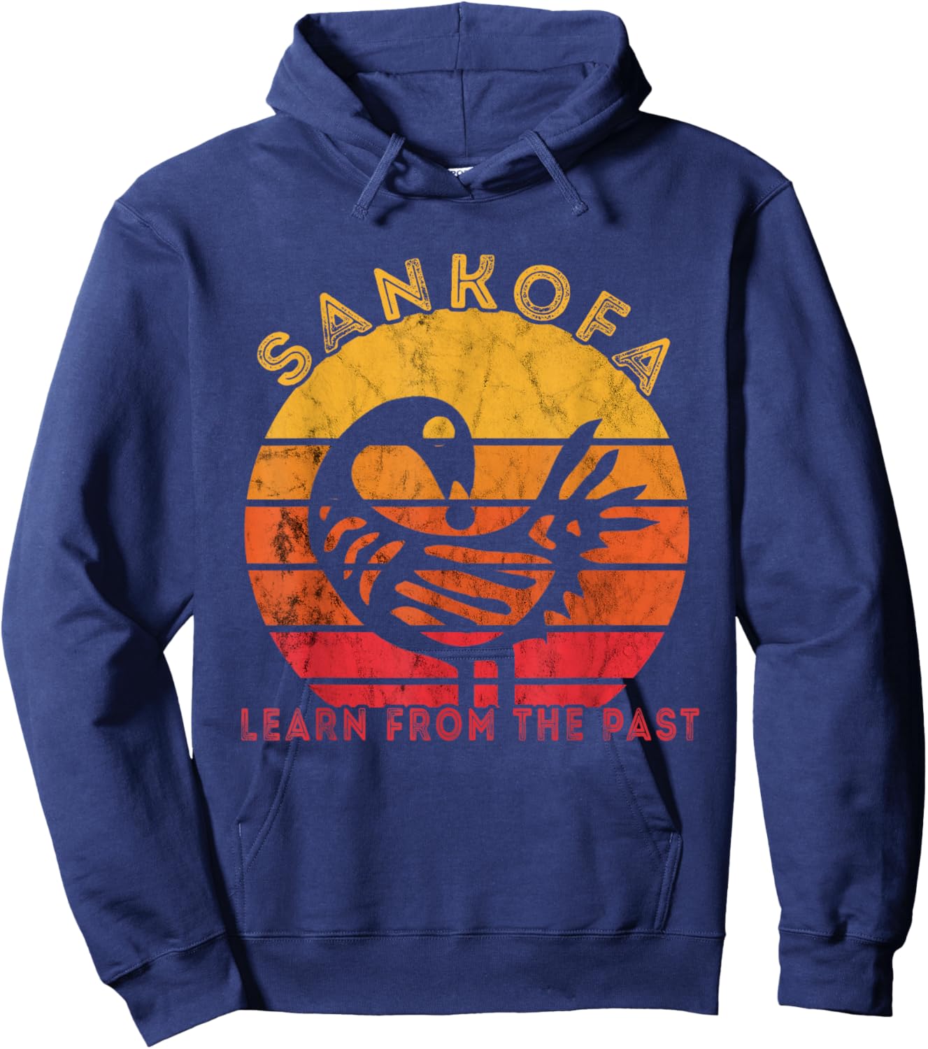 Sankofa Retro Vintage Learn From The Past African Bird Hoodie - Hoodie | Navy