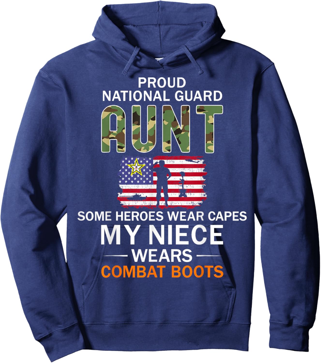 My Niece Wears Combat Boots-Proud National Guard Aunt Army Hoodie - Hoodie | Navy